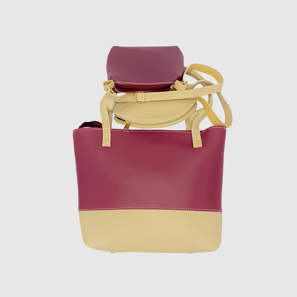 Zenve Set of 3 Tote Bag Maroon & Gray