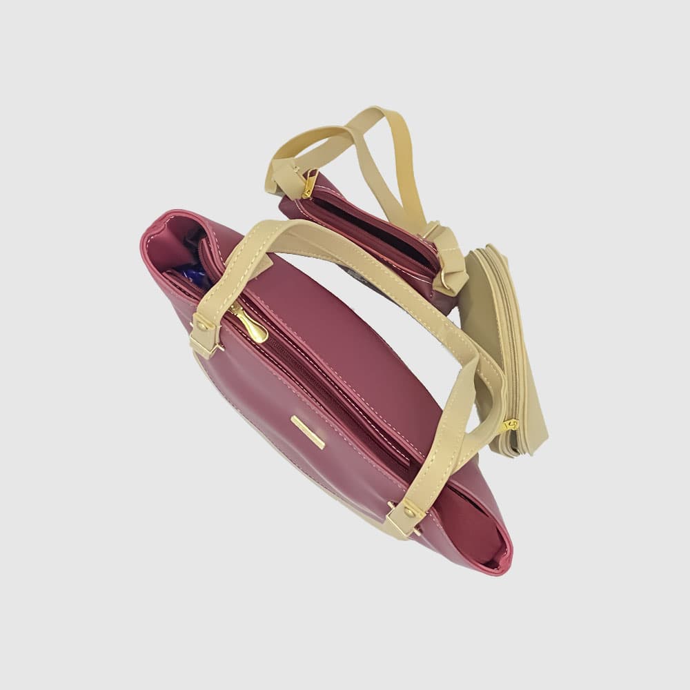 Zenve Set of 3 Tote Bag Maroon & Gray