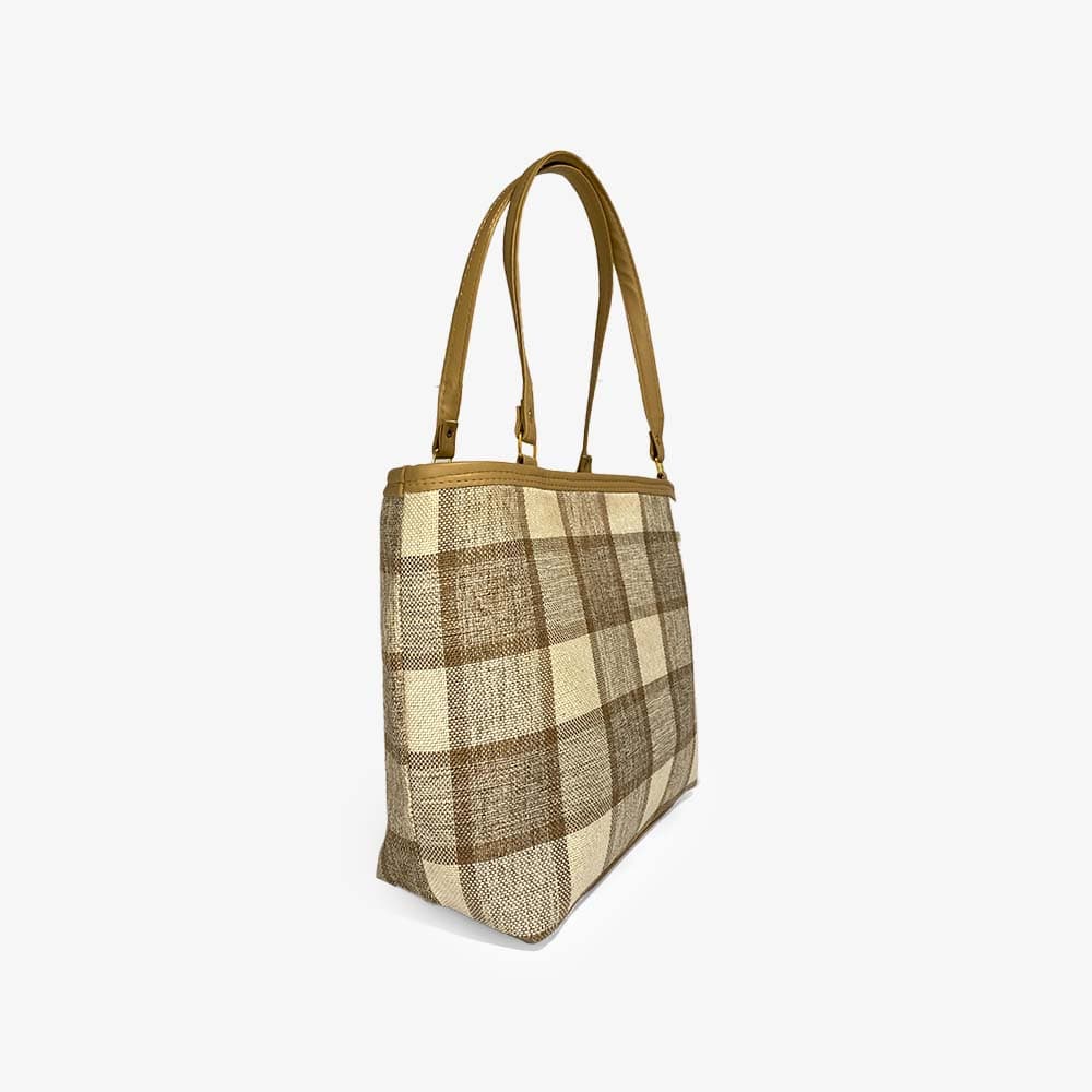 Zenve Check Pattern Tote Bag Gray