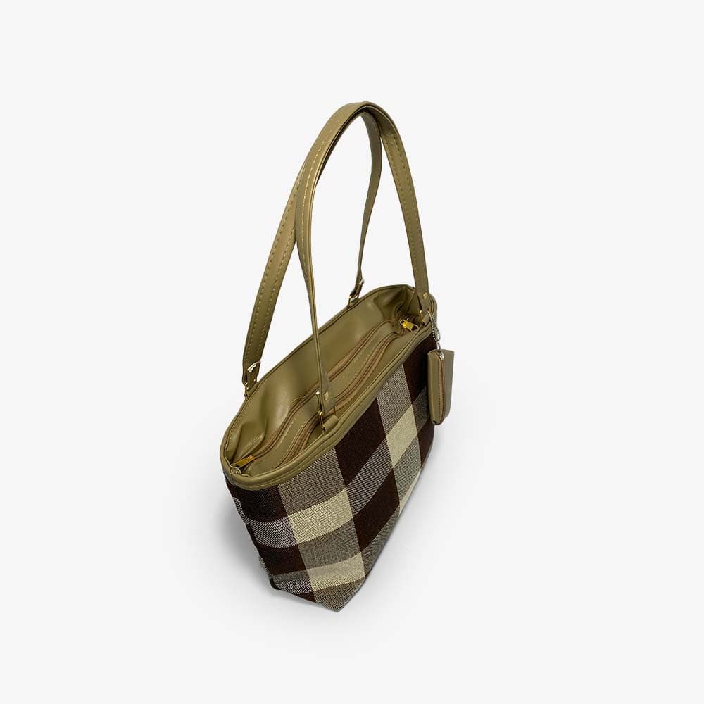 Zenve Check Pattern Tote Bag Maroon