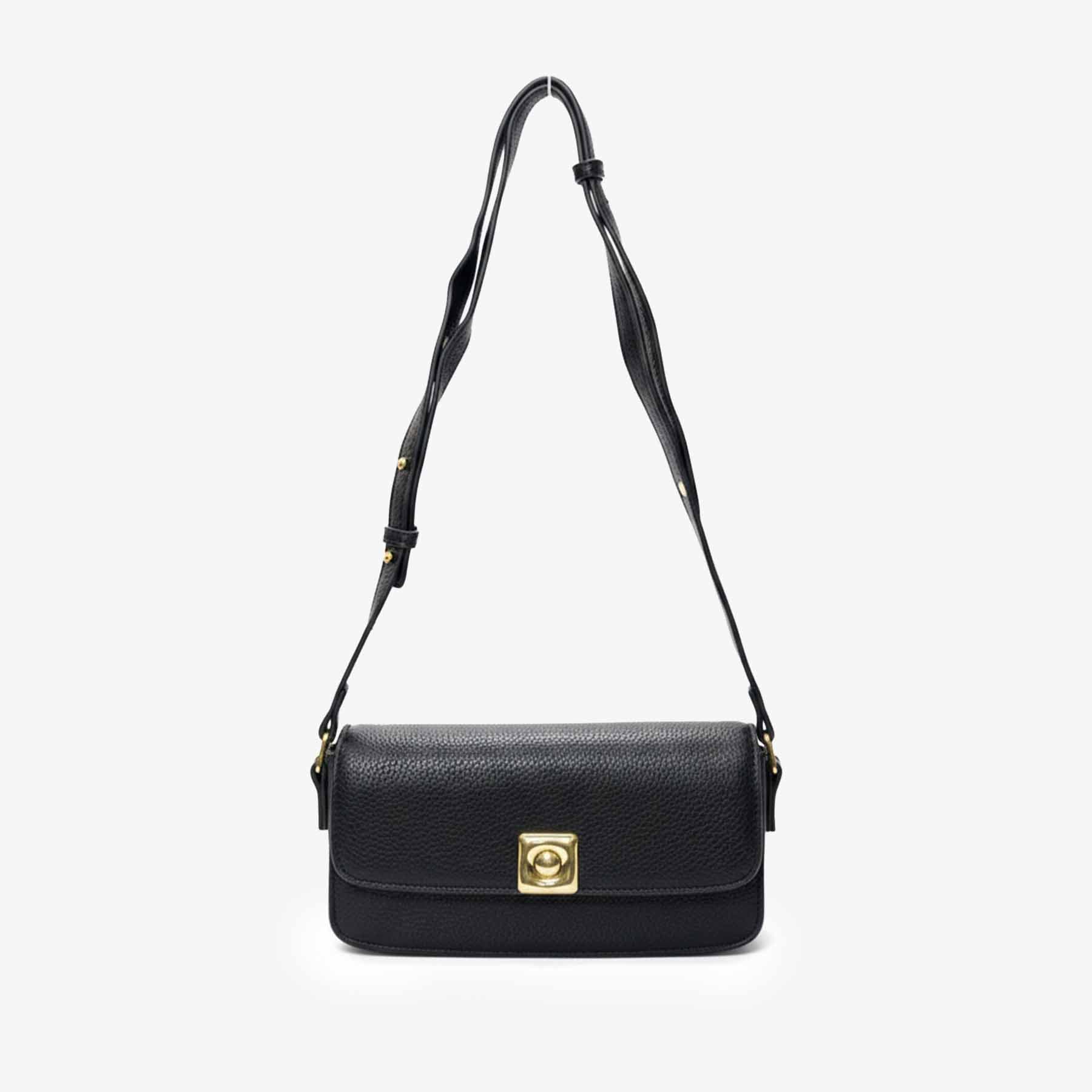 Small Pebbled Leather Crossbody Black
