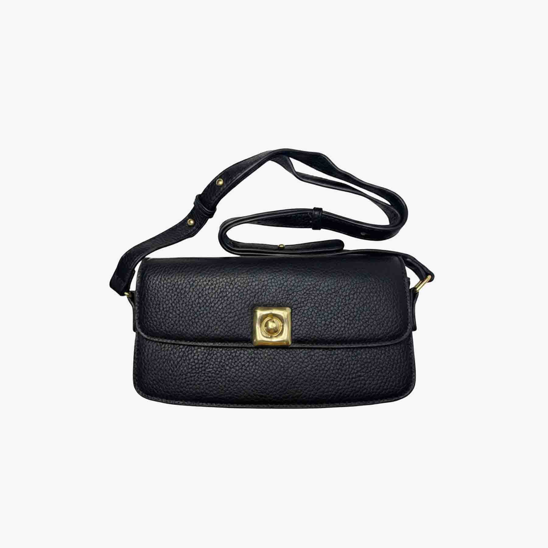 Small Pebbled Leather Crossbody Black