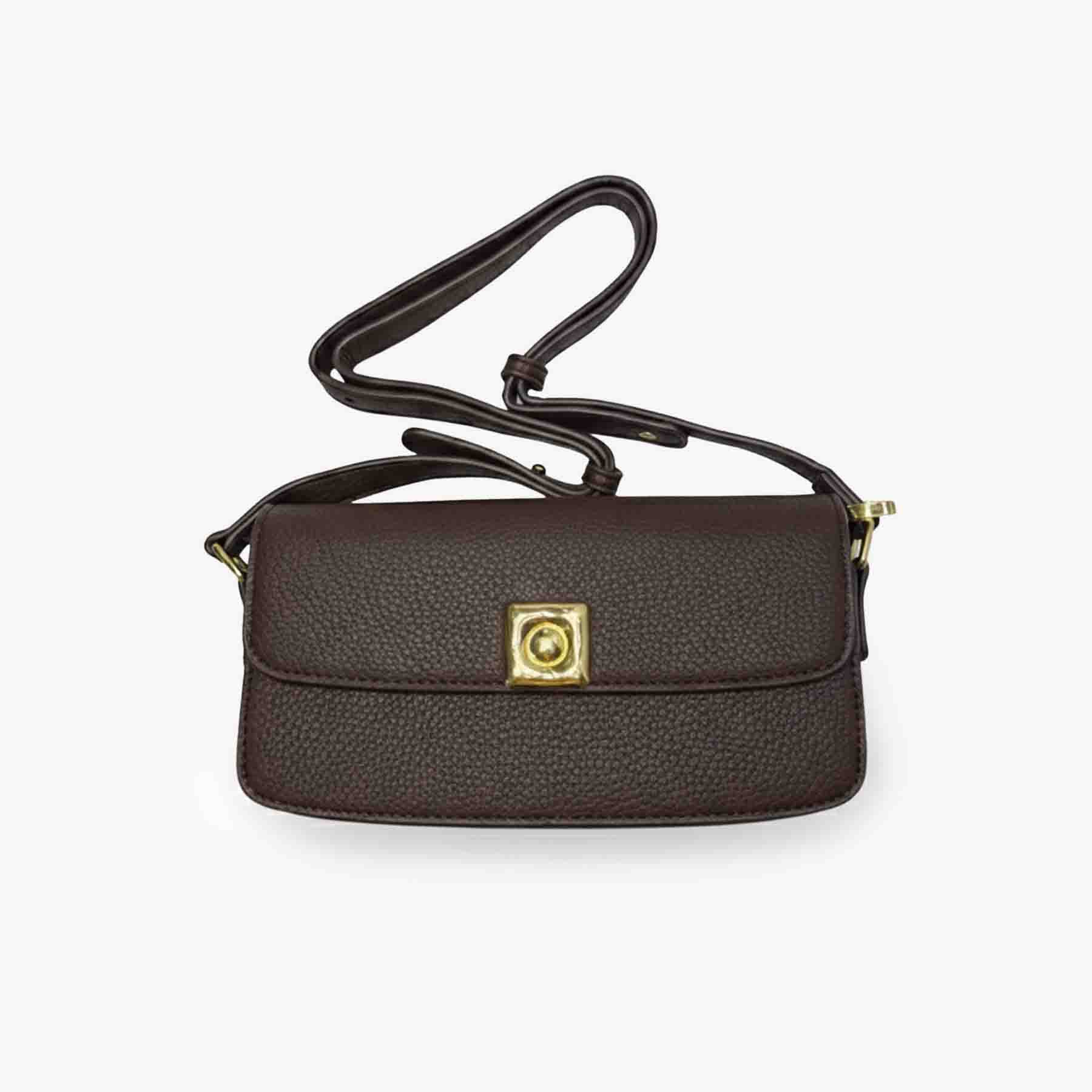 Small Pebbled Leather Crossbody Brown