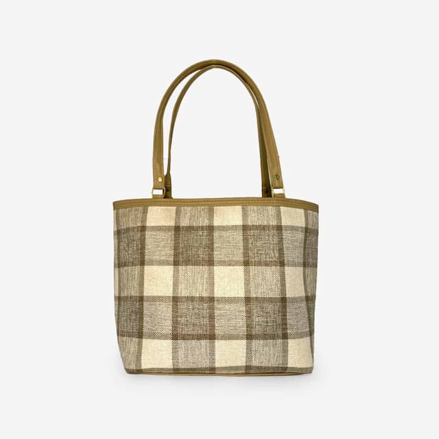 Zenve Check Pattern Tote Bag Gray