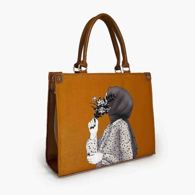 Hijab Girl Tote Bag Brown