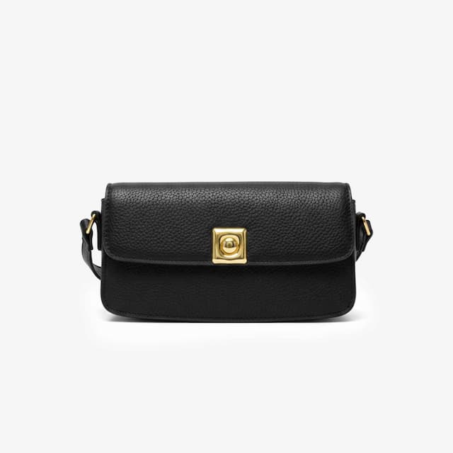 Small Pebbled Leather Crossbody Black