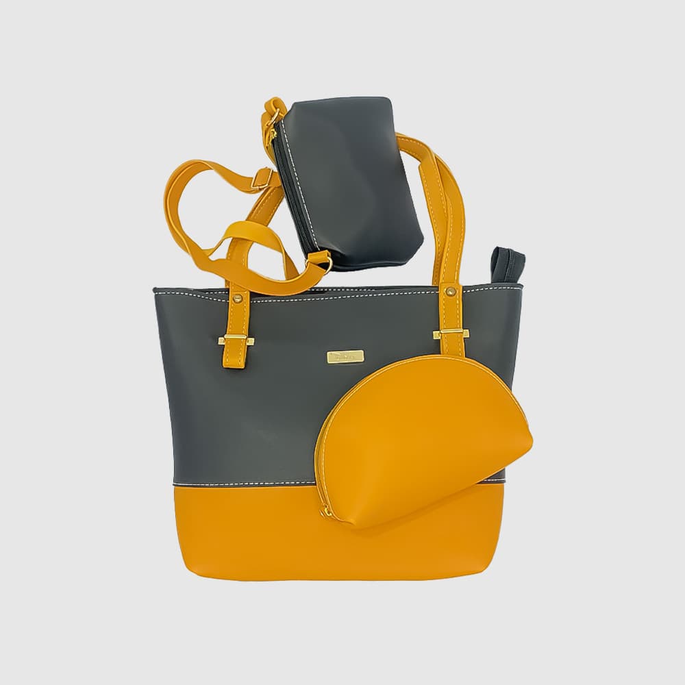 Zenve Set of 3 Tote Bag Black & Yellow Zenve Set of 3 Tote Bag Black & Yellow