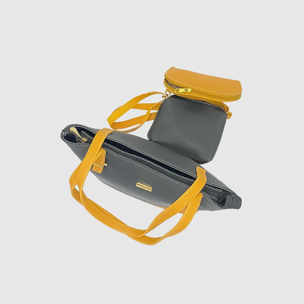 Zenve Set of 3 Tote Bag Black & Yellow Zenve Set of 3 Tote Bag Black & Yellow