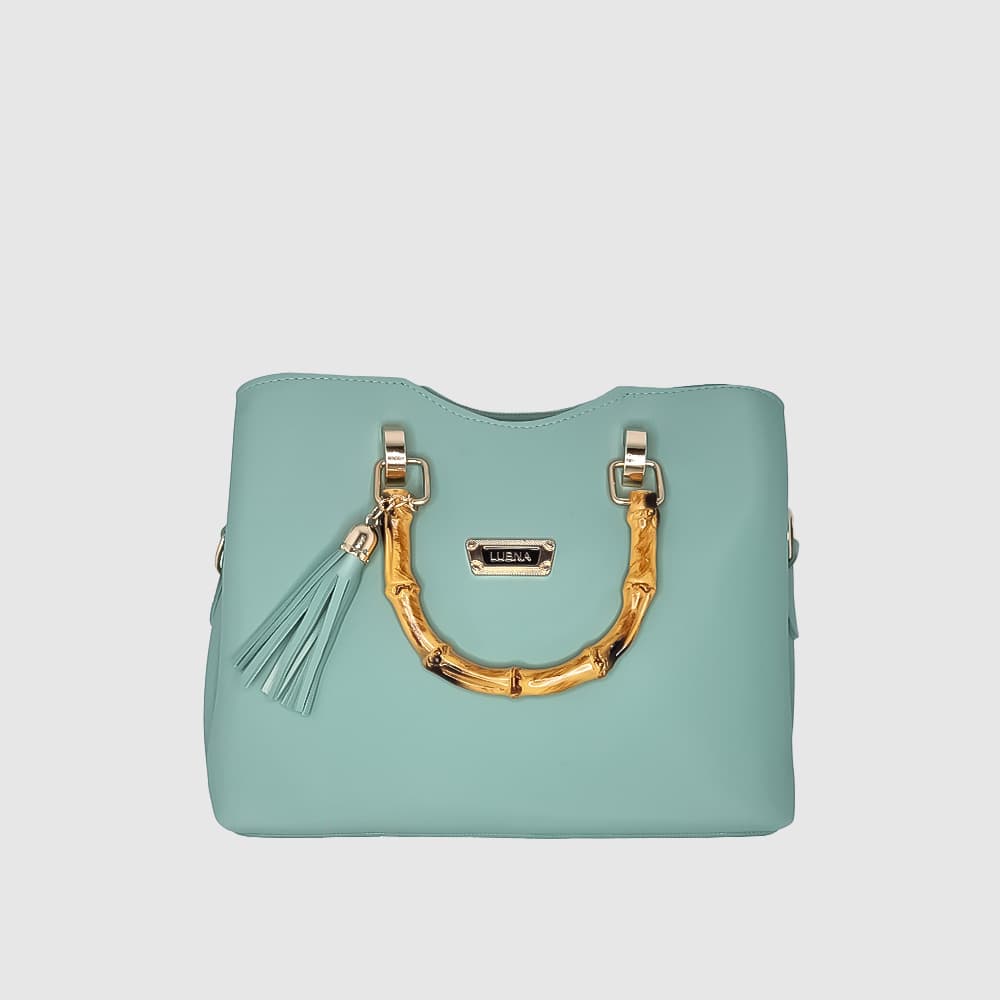 Bamboo Handle Purse Aqua Bamboo Handle Purse Aqua